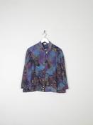 Women’s Blue Vintage Blouse With Prints L image