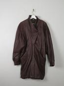 Women's Brown Leather Vintage Coat M image