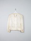 Women's Buttermilk Cream Vintage Blouse M Relaxed Fit image