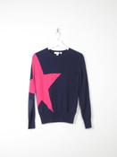 Women’s  Cashmere M&amp;S Navy With Pink Star Jumper XS 6/8 image