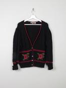 Women's Navy Austrian Cardigan With Floral Motifs L/XL image