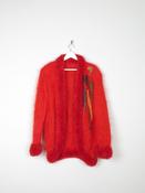 Women's Red Vintage Cardigan With Trim M/L