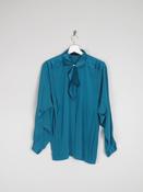 Women's Vintage Aqua Green Blouse With Bow Detail XS/S image