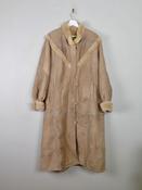 Women's Vintage Beige Sheepskin Embroidered Coat M/L image