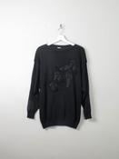 Women's Vintage Black Cotton 80s Jumper M/L image