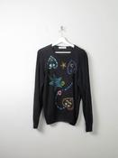 Women's Vintage Black Cotton Embellished Jumper M image