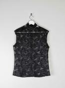 Women’s Vintage Black Lace Sleeveless Blouse With High Neck M image