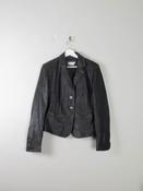 Women's Vintage Black Leather Jacket M image