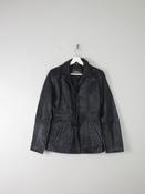 Women's Vintage Black Leather Jacket XS