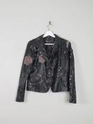 Women’s Vintage Black PU Leather Jacket M image