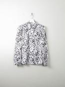 Women's Vintage Black &amp; White Animal Print Blouse 1980s M image