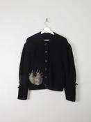 Women's Vintage Black Wool Austrian Cardigan M/L