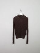 Women's Vintage Brown &amp; Gold Polo Neck Top M/L