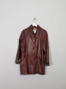 Women's Vintage Brown Leather Long Jacket S/M image