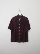 Women's Vintage Burgundy Silk Blouse M/L image