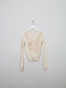 Women's Vintage Cream Wool Cropped Cardigan XS/S