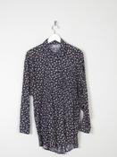 Women’s Vintage Floral Print Navy Blouse S-L
