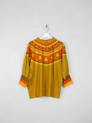 Women’s Vintage Orange/green/Yellow Smocked Top 1960s S/M image