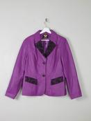 Women's Vintage  Purple Leather Tailored Jacket M image