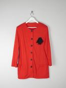 Women’s Vintage Red Jersey 1980s Long Jacket M image