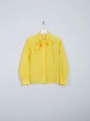 Women's Vintage Yellow Tie Neck Blouse M image