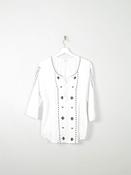 Women’s White Vintage Style Folk Blouse L image