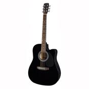 Acoustic Guitar With EQ &amp; Cutaway Starter Pack - Dreadnought Black (&amp; Free Strap!)