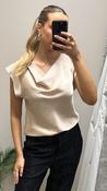 Satin gold cowl neck top image