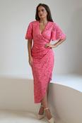 Natasha Angel Sleeve Wrap Midi Dress In Pink Lace image