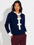 Navy aspen bow knit image
