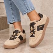Guess beige teddy trainers flfn3afur12 image