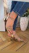 Brooklyns Gold block heel Bling Sandals image