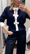 Navy aspen bow knit image
