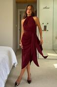 Priya berry Tie Waist Halter Neck Midi Dress image