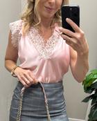 LAUREN PINK LACE CAMI TOP image
