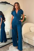 Bridget Twist Font Split Arm Jumpsuit Blue