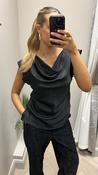 Satin black cowl neck top image