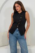 Amelia Button Up Asymmetric Waist Coat Black image