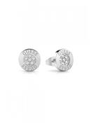 JUBE02158 silver guess logo button earrings image