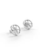 Jube02162 GUESS rhodium plated circular stud earrings with 4G logo image
