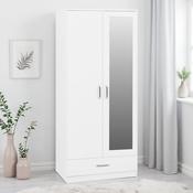 Dakota 2 Door 1 Drawer Mirrored Wardrobe – White image
