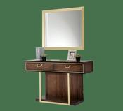 Dubai Dressing Table &amp; Mirror – Walnut Finish with Golden Accents