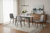 Fenton Dining Set With 4 Chairs- White Marble Stone Effect Table &amp; Light Grey Fabric Chairs