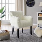 Heavy Shag Faux Sheepskin Tub Chair – Grey, Pink &amp; White