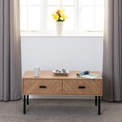 Leon 2 Drawer Coffee Table - Medium Oak Effect