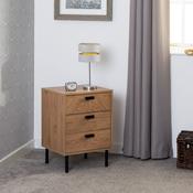 Leon 3 Drawer Bedside Table - Medium Oak Effect
