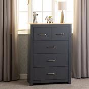 Portland 3+2 Drawer Chest - Grey/Oak Effect