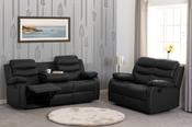 Roma 3+2 Recliner Suite - Black Faux Leather