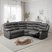 Roma Manual Recliner Corner Sofa - Grey Faux Leather image