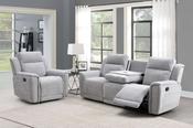 Somerton 3+1+1 Manual Reclining Sofa Suite - Light Grey Fabric